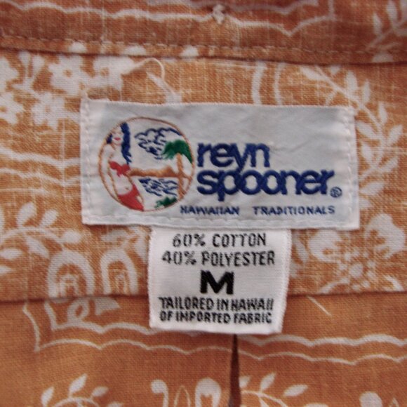Vintage 90s Reyn Spooner Hawaiian Shirt Lahaina Soft Orange Floral Medium - Picture 3 of 12